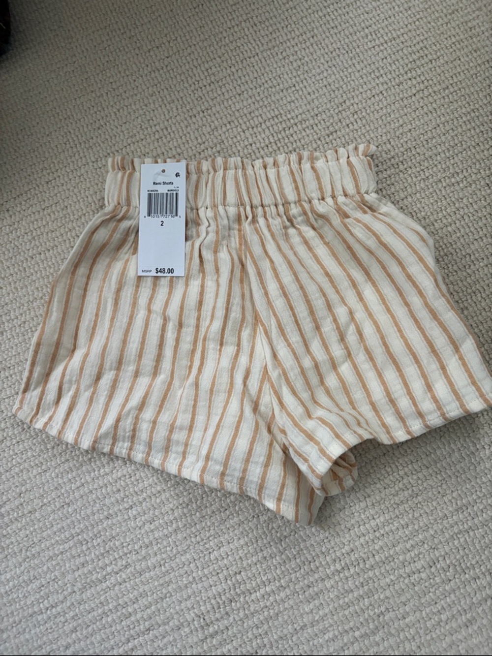 Rylee + Cru girls remi shorts in yellow and white stripe - size 2/3 BNWT